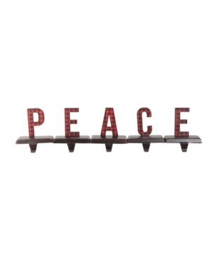 Northlight Buffalo Plaid Peace Christmas Stocking Holder In Red