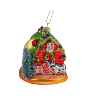 Northlight Festive And Barn With Roof Glass Christmas Ornament In Red