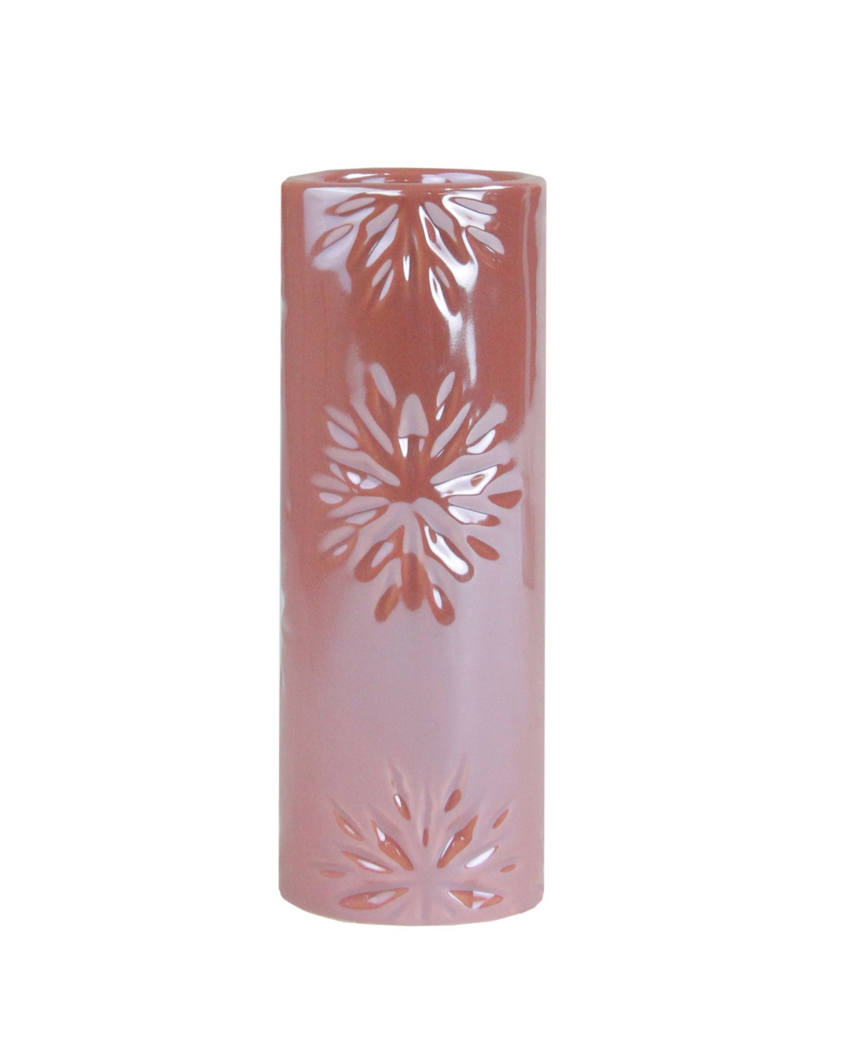 Tall Faux Pearl Snowflake Christmas Candle Holder - Pink