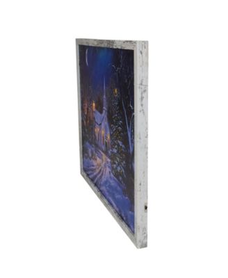 Distressed Frame LED Lighted Church Christmas Wall Canvas