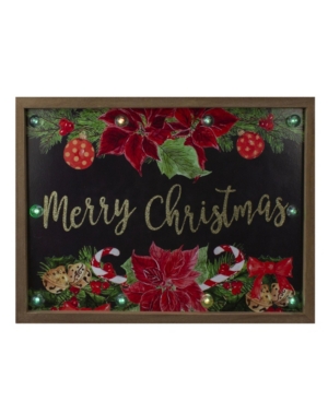 Northlight Merry Christmas With Poinsettias Wooden Christmas Plaque In Brown
