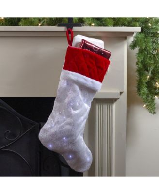 LED Lighted Iridescent Glitter Christmas Stocking with Cuff