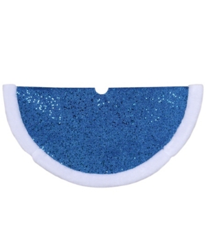 Northlight Glitter Mini Christmas Tree Skirt With Faux Fur Trim In Blue