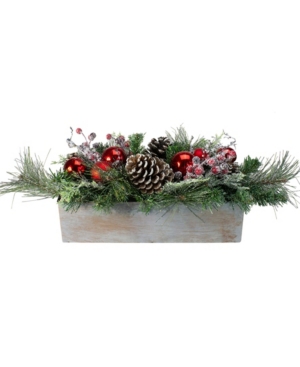 Northlight Mixed Pine Ornament Pine Cone and Berry Artificial Christmas Arrangement in Galvanized Planter