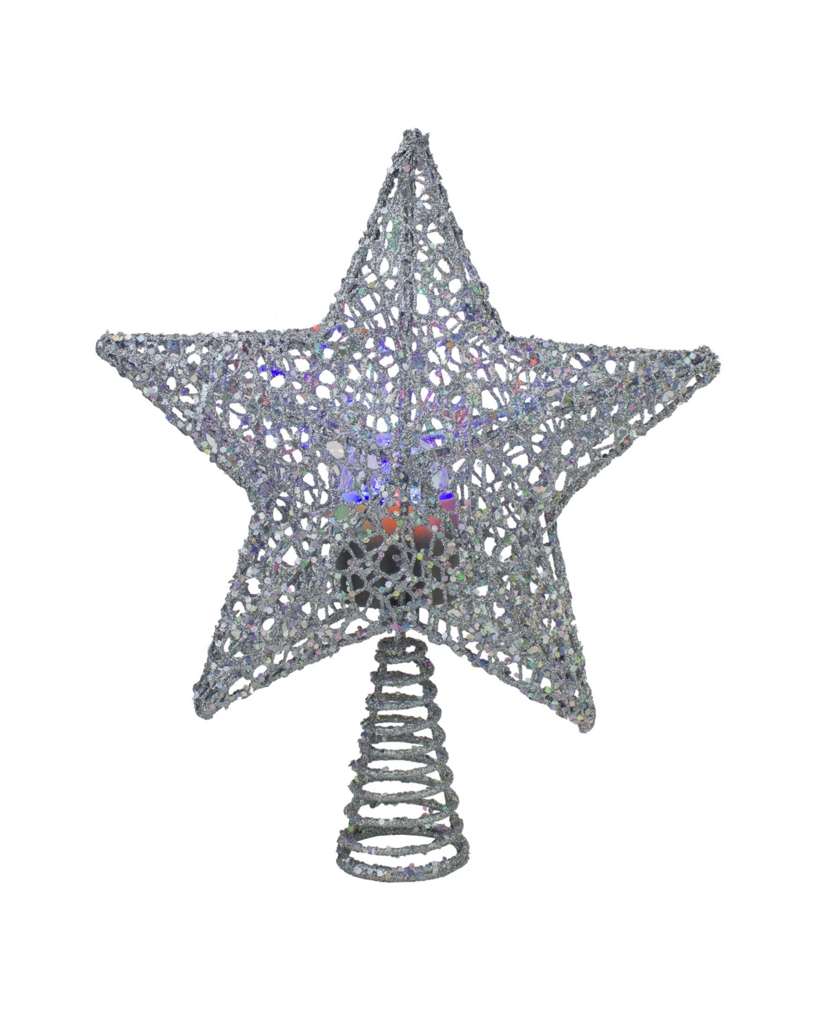 Lighted Star with Rotating Projector Christmas Tree Topper - Silver