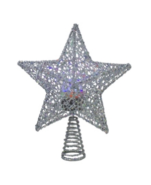 Northlight Lighted Star With Rotating Projector Christmas Tree Topper In Silver