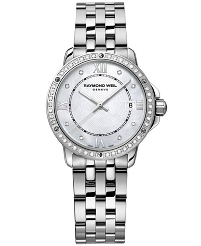 RAYMOND WEIL Watch, Women's Swiss Tango Diamond (1/5 ct. t.w.) Stainless Steel Bracelet 28mm 5391-STS-00995