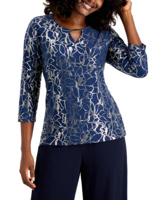 JM Collection - Metallic Embroidered Top