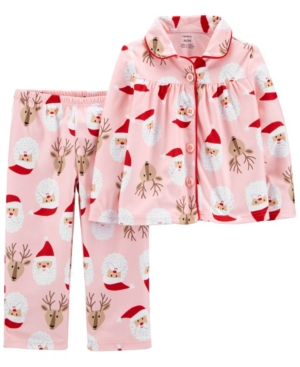 image of Carter-s Toddler Girl 2-Piece Santa Coat-Style Fleece PJs