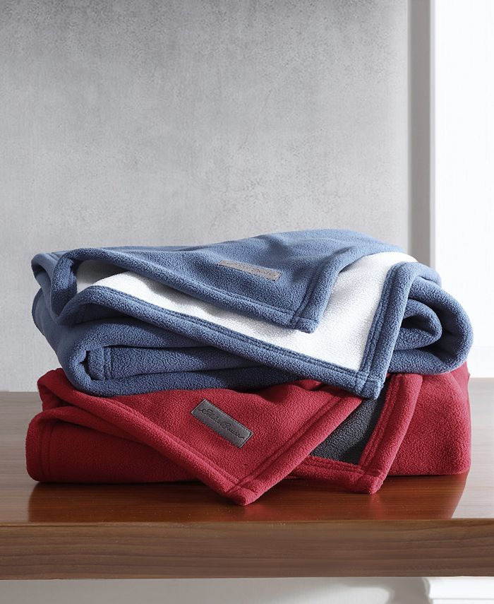 Eddie Bauer Peak Solid Fleece Reversible Throw & Reviews Blankets
