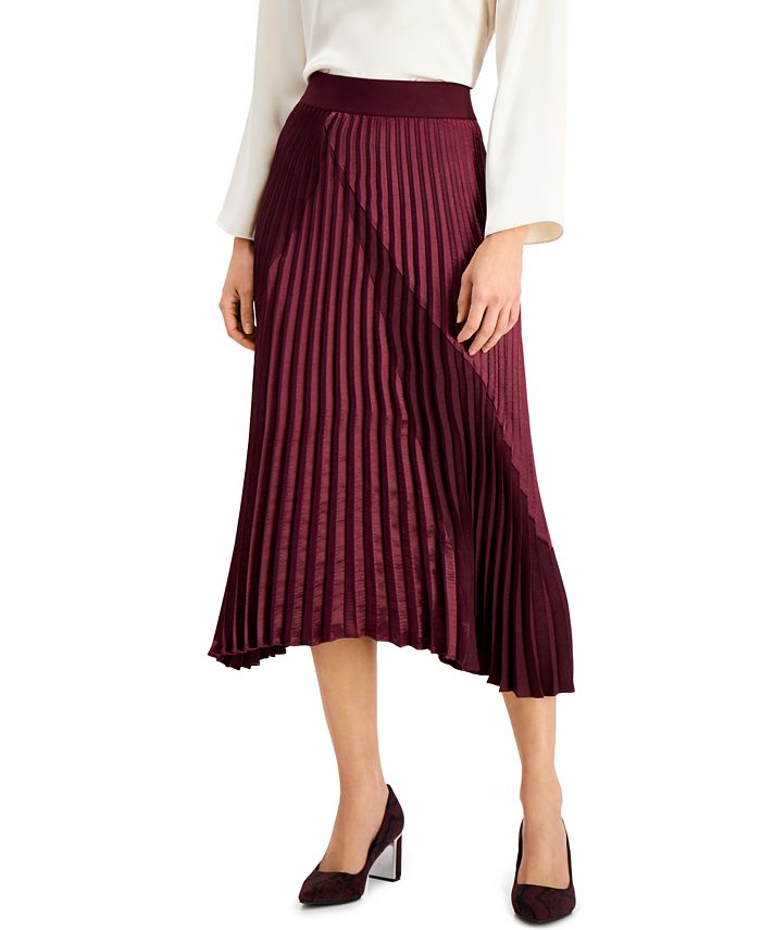 Alfani Mixed-Media Pleated Skirt, Created for Macy's & Reviews - Skirts ...