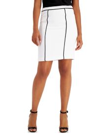 Petite Contrast-Piped Pencil Skirt