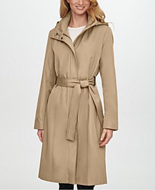 Petite Hooded Belted Trench Coat