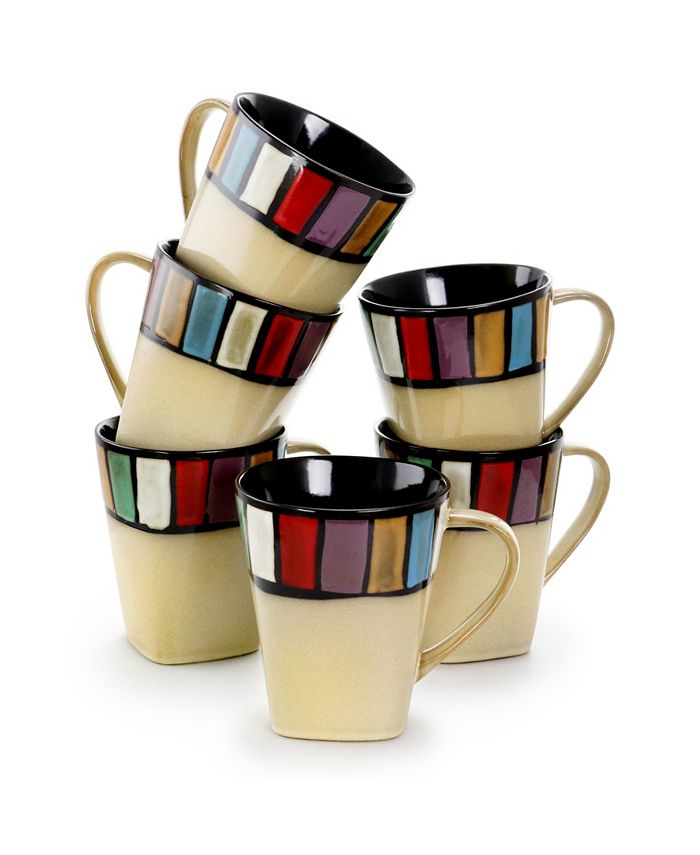 Elama Melange 14 Ounce. Stoneware Mugs, Set of 6 Macy's
