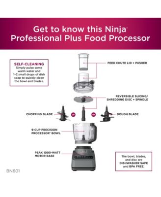 BN601 Professional Advanced Food Processor, 1000 Watts, 9-Cups, Auto-iQ Preset Programs