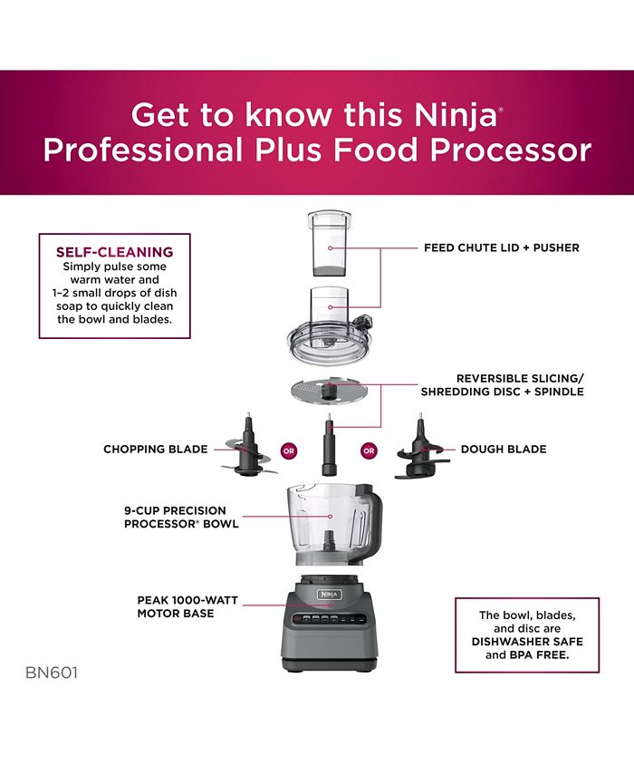 Ninja BN601 Professional Advanced Food Processor, 1000 Watts, 9Cups
