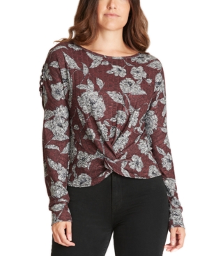 image of Bcx Juniors- Printed Twist-Front Lattice Top