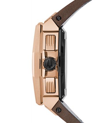 Bulova Men's Precisionist Brown Leather Strap Watch 44.7x46.8mm - A ...