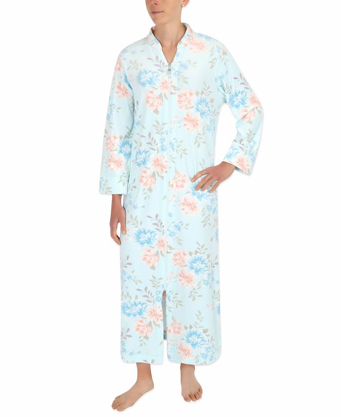Miss Elaine Plus Size Floral-Print Long Zipper Robe - Macy's
