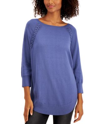 Style & Co Petite Braided Lace-Up Tunic, Created for Macy's & Reviews ...