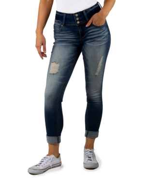 image of Indigo Rein Juniors- Three-Button Cuffed Skinny Jeans