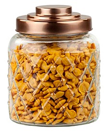 Small Textured 2.6L Glass Jar with Gleaming Air-Tight Copper Top