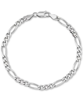 Macy's - Figaro Link Chain Bracelet in 18k Gold-Plated Sterling Silver or Sterling Silver