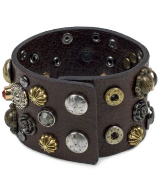 Patricia Nash - Two-Tone Studded Leather Cuff Bracelet