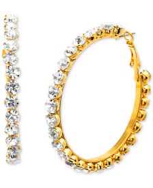 Gold-Tone Large Crystal Hoop Earrings, 2.3" 