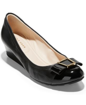 Cole haan emory bow leather wedge pump fashion