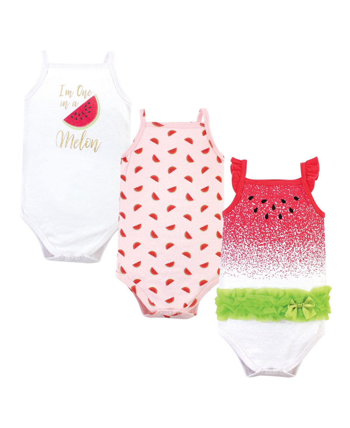 Little Treasure Baby Girls Treasure Baby Cotton Bodysuits 3pk, Watermelon