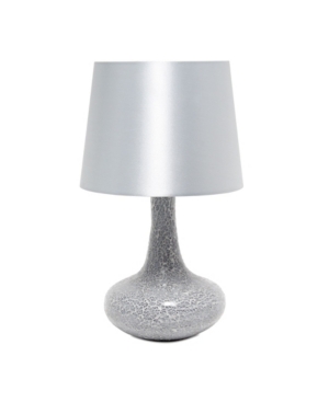Simple Designs Mosaic Tiled Glass Genie Table Lamp with Fabric Shade