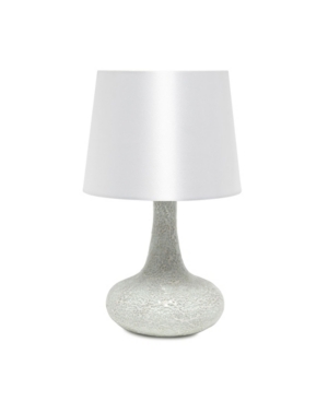 Simple Designs Mosaic Tiled Glass Genie Table Lamp with Fabric Shade