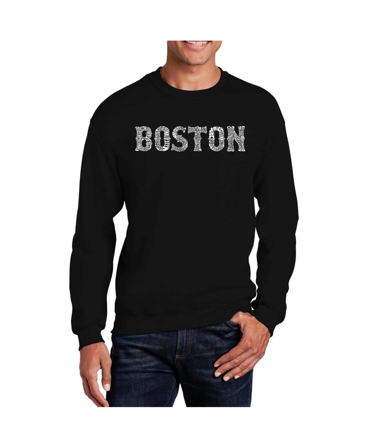 La Pop Art Men's Word Art Boston Neighborhoods Crewneck Sweatshirt