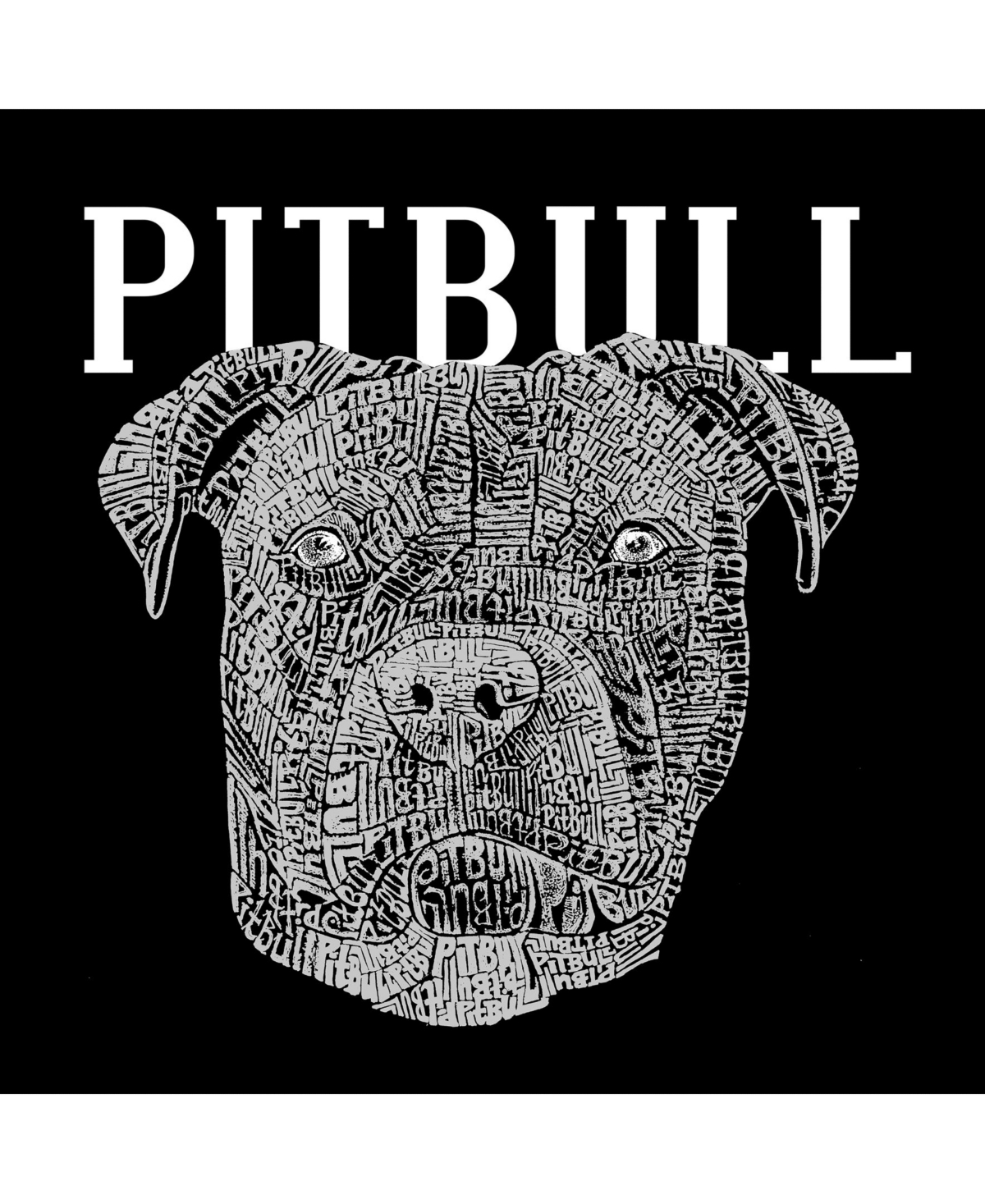 La Pop Art Men's Word Art Pitbull Face Crewneck Sweatshirt