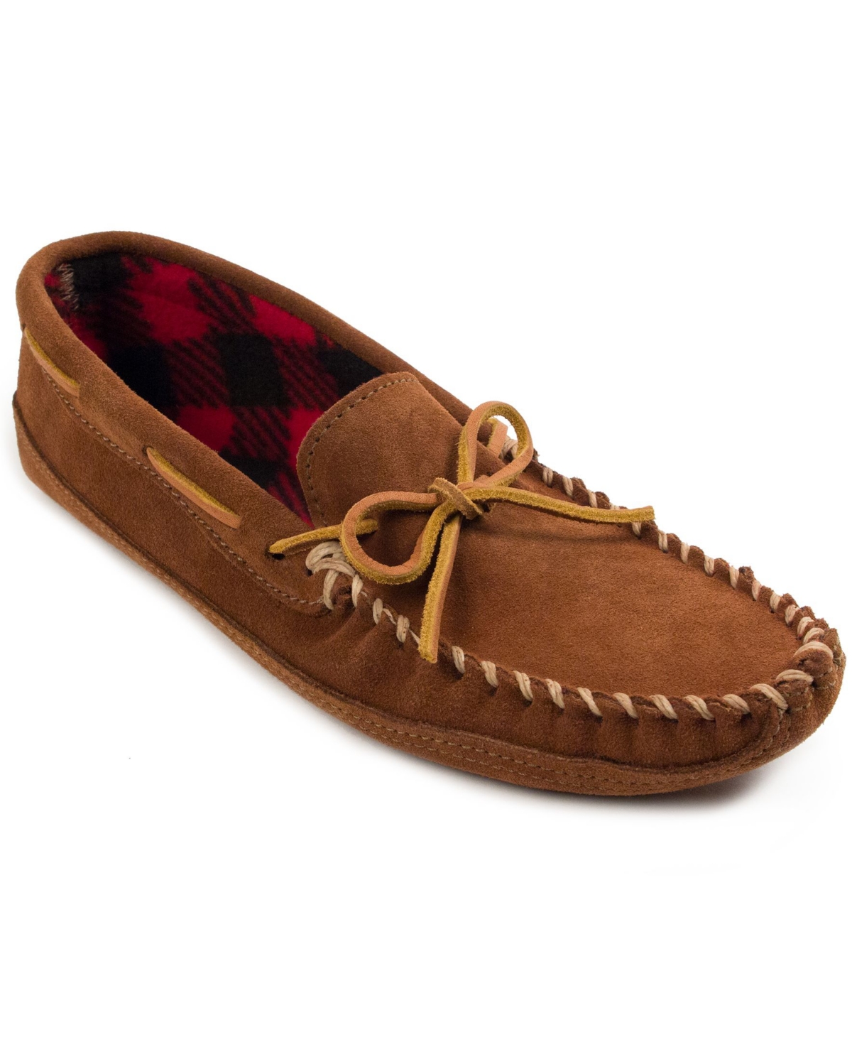 Men's Double Bottom Fleece Moccasin Slippers - Black