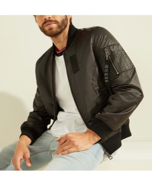 Guess Men's Satin Bomber Jacket
