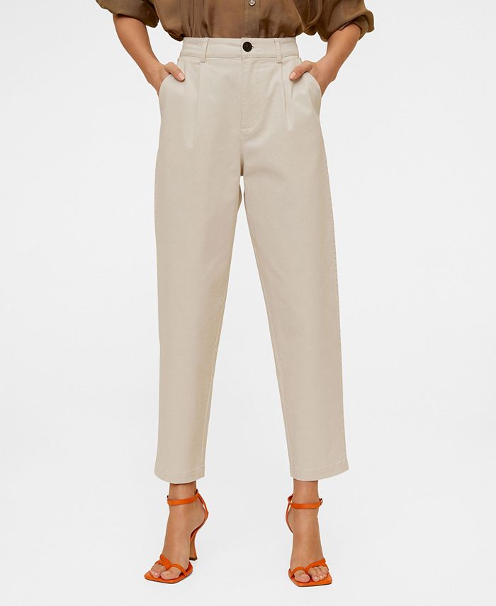 MANGO Women's Relaxed Fit Cropped Trousers - Macy's