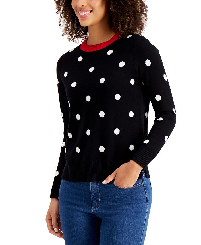Charter Club Polka-Dot Sweater, Created for Macy's & Reviews - Sweaters ...