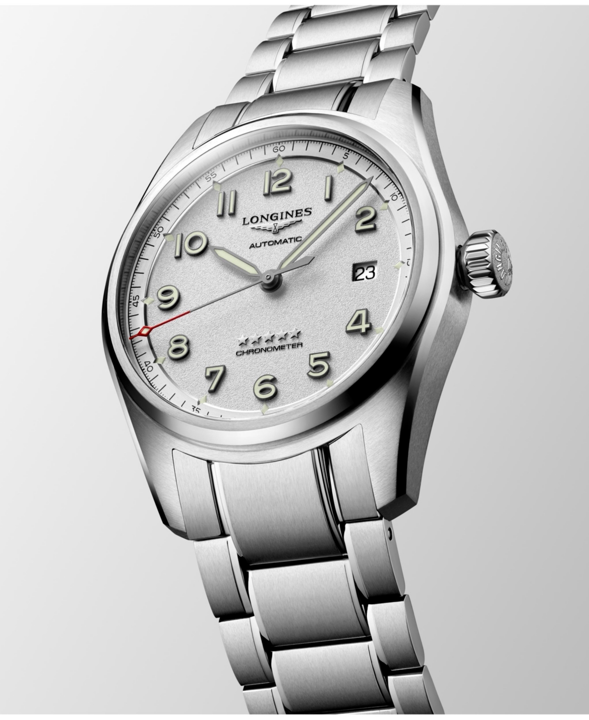 Shop Longines Men's Automatic Spirit Stainless Steel Chronometer Bracelet Watch 40mm In Silver