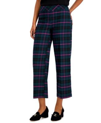 plaid wide leg cropped pants