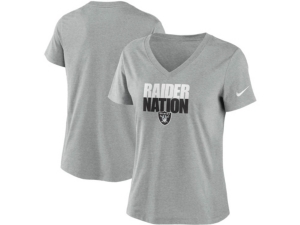 Nike Las Vegas Raiders Women&#39;s Local Tri-blend V-neck T-shirt In Gray | ModeSens
