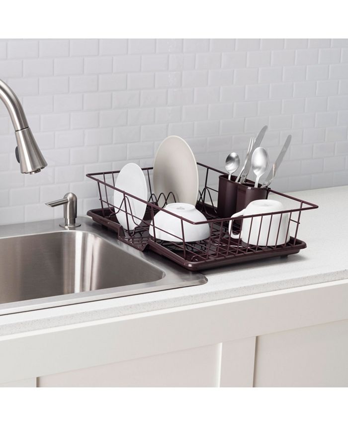 Home Basics 3 Piece RustResistant Vinyl Dish Drainer with Self