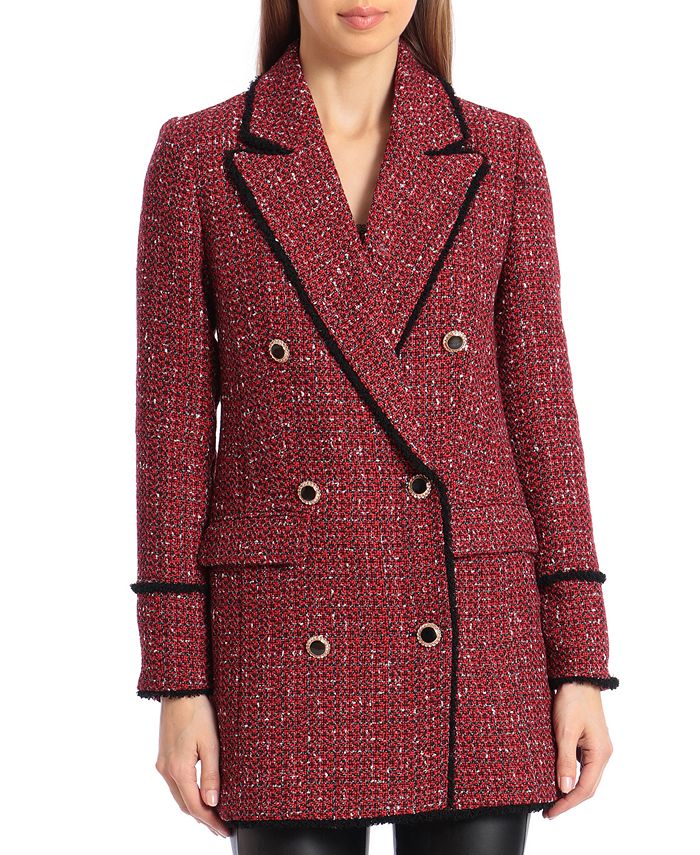 Avec Les Filles Double-Breasted Tweed Jacket - Macy's