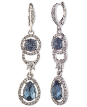 image of Givenchy Silver-Tone Stone & Crystal Halo Double Drop Earrings