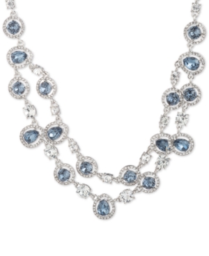 image of Givenchy Silver-Tone Stone & Crystal Layered Statement Necklace, 16