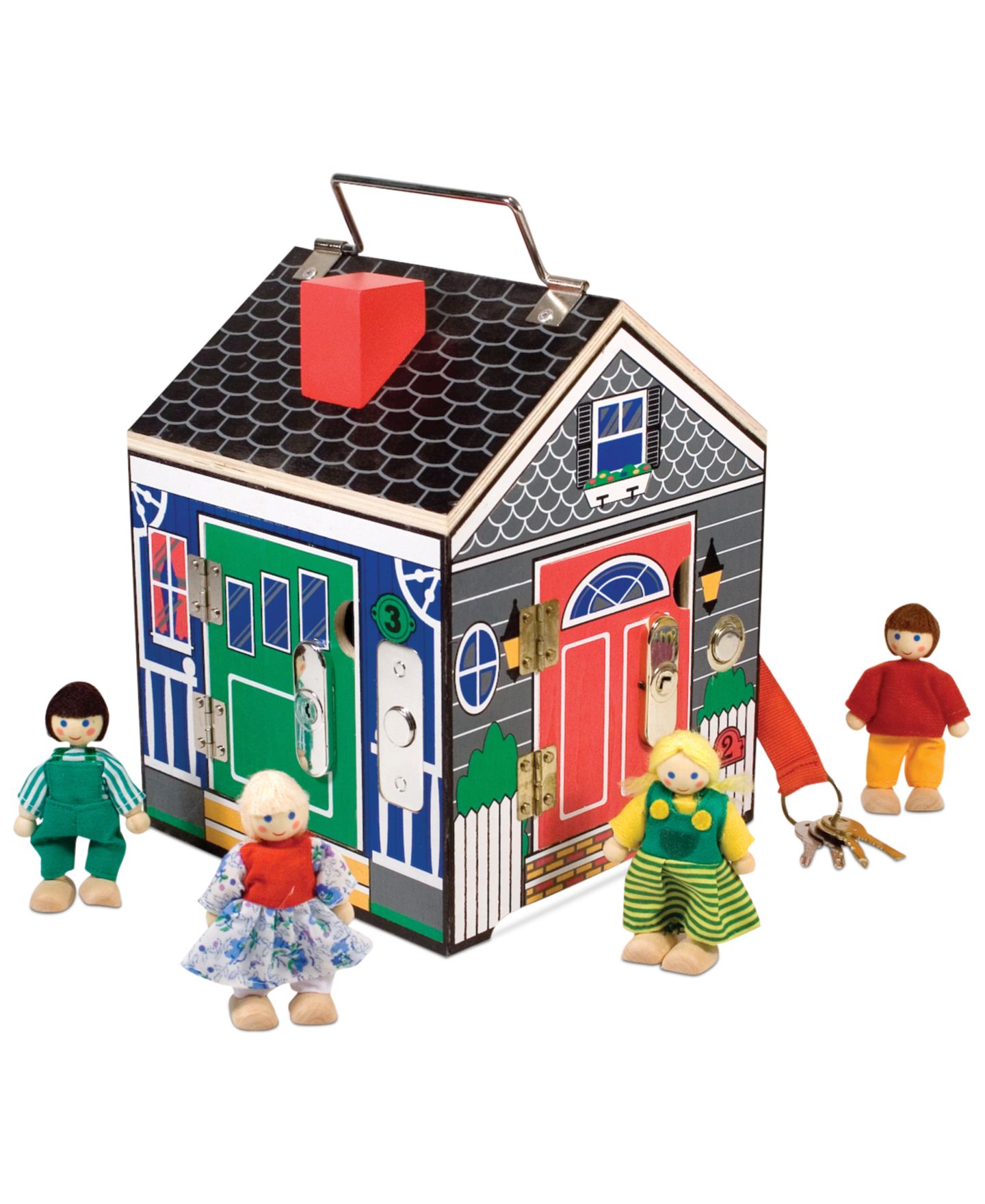 Детский игровой набор Melissa and Doug Wooden Doorbell House Lock and Key 9-Piece Playset, Ages 3+ — фото 1