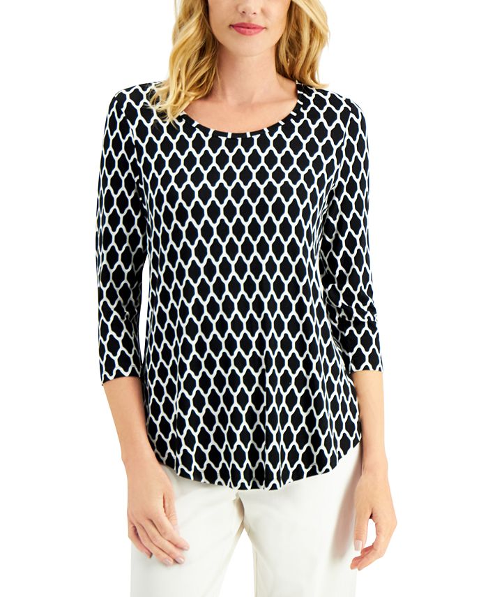 JM Collection Petite Printed Top, Created for Macy's - Macy's