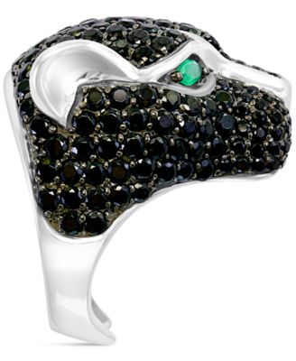 EFFY&reg; Men's Black Spinel and Green Onyx Panther Ring in Sterling Silver