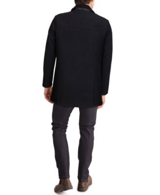 Men's Classic-Fit Car Coat with Faux-Leather Trim 